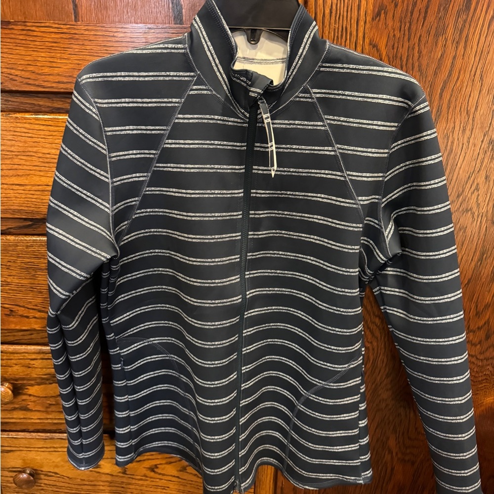 Carve Designs Navy and White Striped Zip-Up Jacket